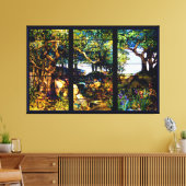 ティファニーの風景用ステンドグラス窓 キャンバスプリント (インサイチュ (リビング))