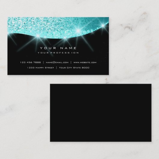 ティファニーアクアスパークリダイヤモンドグリッターグラムブラック 名刺 (正面/裏面)