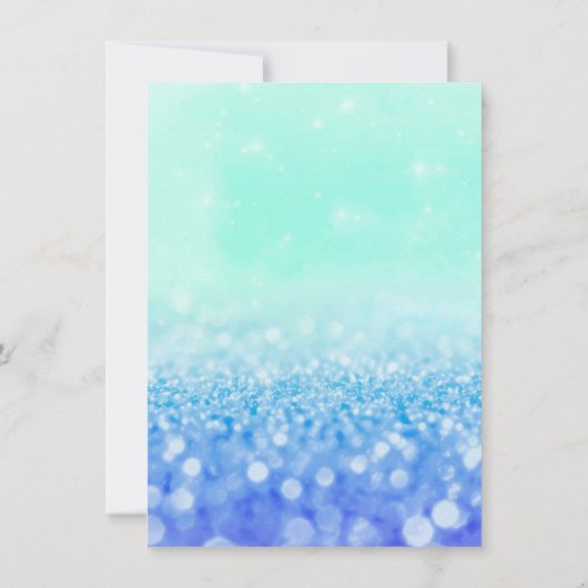 ティファニーアクアネイビーブルーミントグリッターブライダルシャワー 招待状 (裏面)