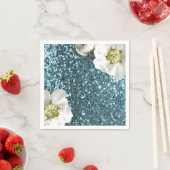 ティファニーアクアビーチブルージャスミングリッターセクイン スタンダードカクテルナプキン (インサイチュ)