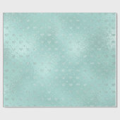 ティファニーアクアミントブルーシャイニーガラスハートデリケート ラッピングペーパー (フラット)