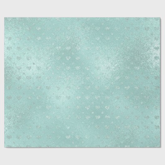 ティファニーアクアミントブルーシャイニーガラスハートデリケート ラッピングペーパー (フラット)