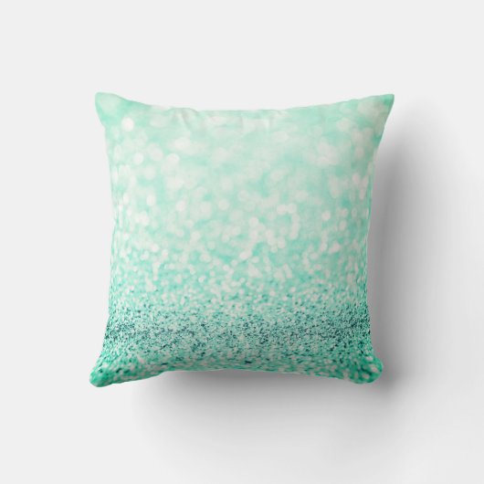 ティファニーアクア海ブルーグリッターホワイトデリケート クッション (裏面)