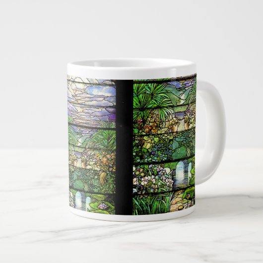 ティファニーアールヌーボーステンドグラスジャンボマグカップ ジャンボコーヒーマグカップ (正面右)