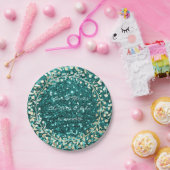 ティファニーエメラルドグリッターフォキエ金ゴールドリースガーランド ペーパープレート (パーティー)