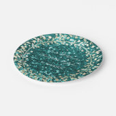 ティファニーエメラルドグリッターフォキエ金ゴールドリースガーランド ペーパープレート (アングル)