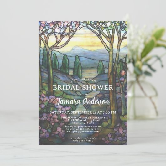 ティファニーグラスマウンテンズ&ストリームブライダルシャワー 招待状 (スタンド正面)