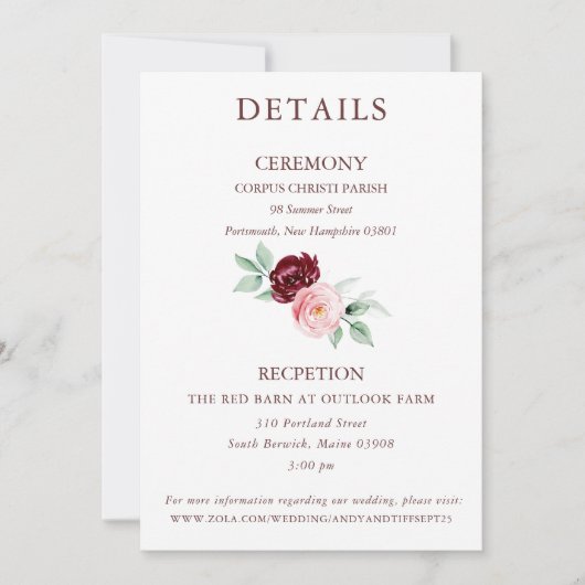 ティファニーコレクション - 詳細カード 招待状 (正面)