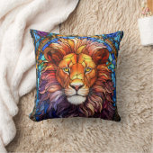 ティファニースタイルステンドグラス威厳のあるライオン クッション (ブランケット)