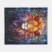 ティファニースタイルステンドグラス威厳のあるライオン フリースブランケット (正面(横))