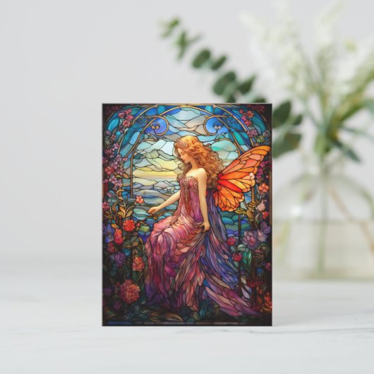 ティファニースタイルステンドグラス魔法の妖精 ポストカード (スタンド正面)