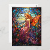 ティファニースタイルステンドグラス魔法の妖精 ポストカード (正面/裏面)