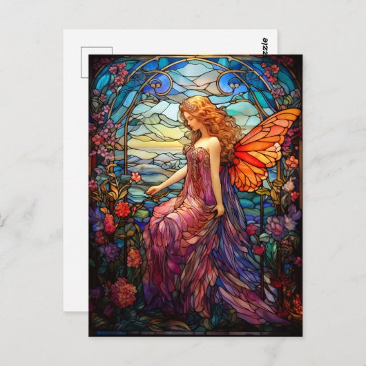 ティファニースタイルステンドグラス魔法の妖精 ポストカード (正面/裏面)