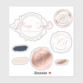 ティファニースタイルネイビーブルー&バラ金ゴールドカスタムロゴ シール (シート)