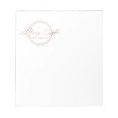 ティファニースタイルネイビーブルー&バラ金ゴールド会社のロゴ ノートパッド (正面)