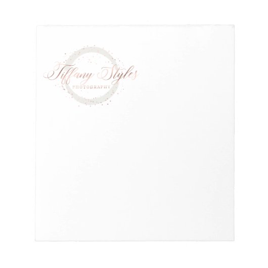 ティファニースタイルネイビーブルー&バラ金ゴールド会社のロゴ ノートパッド (正面)