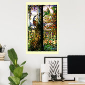 ティファニーステンドグラスピーコックパロットプリント ポスター (ホームオフィス)