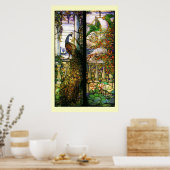 ティファニーステンドグラスピーコックパロットプリント ポスター (キッチン)