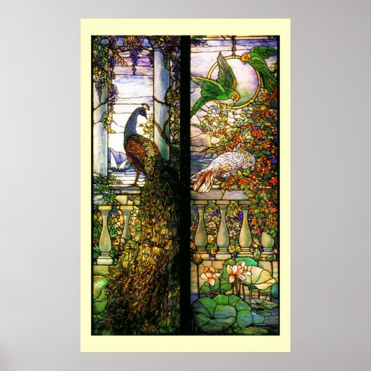 ティファニーステンドグラスピーコックパロットプリント ポスター (正面)