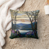 ティファニーステンドグラスマグノリアスアイリスアールヌーボー クッション (ブランケット)