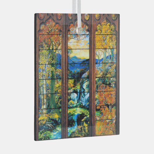 ティファニーステンドグラス窓秋風景 ガラスオーナメント (正面右)