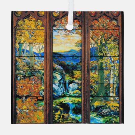 ティファニーステンドグラス窓秋風景 ガラスオーナメント (裏面)