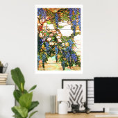 ティファニーステンドグラス藤プリント ポスター (ホームオフィス)