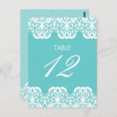 ティファニーティール(緑がかった色)レーステーブル番号カード ポストカード (正面/裏面)