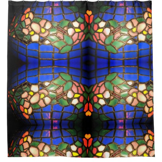 ティファニードッグウッドのステンドグラス シャワーカーテン (正面)