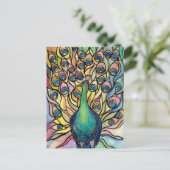 ティファニーピーコックステンドグラススタイル葉書 ポストカード (スタンド正面)