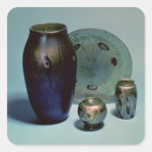 ティファニーファブリルプレートと花瓶 スクエアシール (正面)