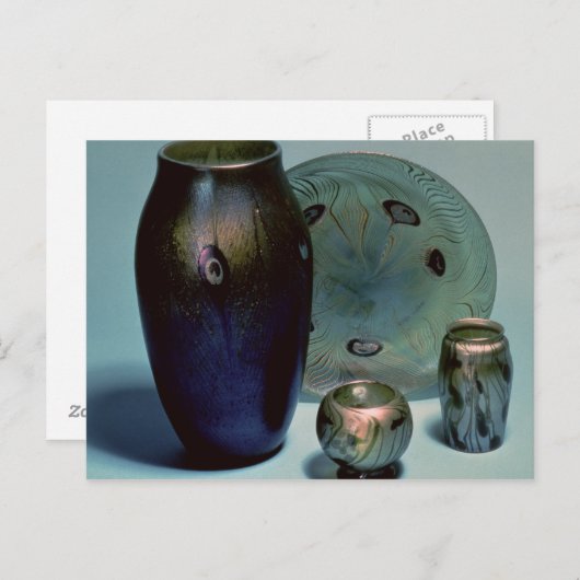 ティファニーファブリルプレートと花瓶 ポストカード (正面/裏面)