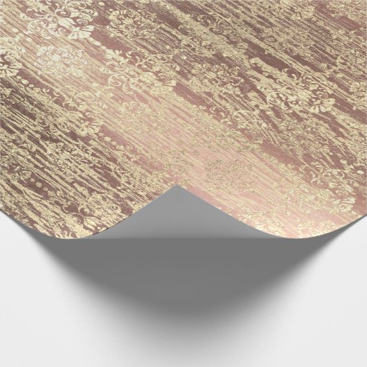 ティファニーフォキエバラピンク赤面ダマスクウッド素朴 ラッピングペーパー (角)