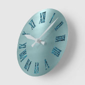 ティファニーミニマルアクアティール（緑がかった色）グリッターローマ数字 ラウンド壁時計 (傾斜)