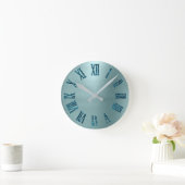 ティファニーミニマルアクアティール（緑がかった色）グリッターローマ数字 ラウンド壁時計 (ホーム)