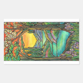 ティファニーランドスケープのステンドグラスデザインアート! 長方形シール (正面)