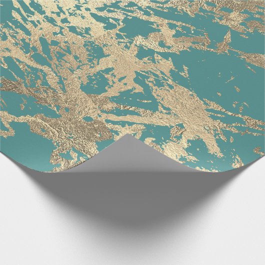 ティファニー海洋溶融金ゴールド大理石光沢のある金属 ラッピングペーパー (角)