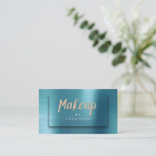 ティファニー海金ゴールドタイポグラフメイクアップアーティスト3D 名刺 (スタンド正面)