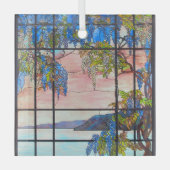 ティファニー湖と藤のステンドグラス窓 ガラスオーナメント (正面)