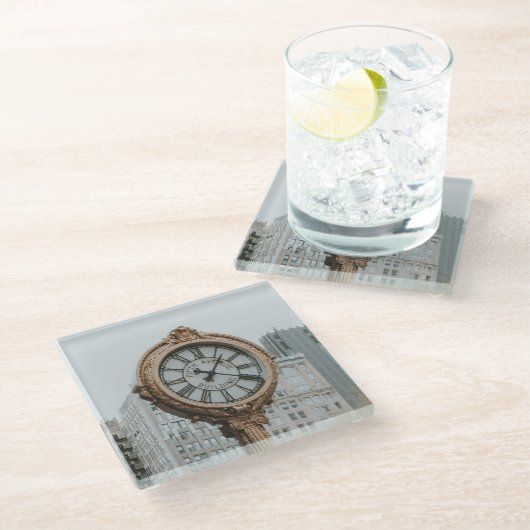 ティファニー通りクロックinニューヨーク ガラスコースター (アングル)