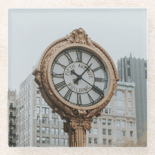 ティファニー通りクロックinニューヨーク ガラスコースター (正面)