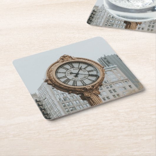 ティファニー通りクロックinニューヨーク スクエアペーパーコースター (アングル)