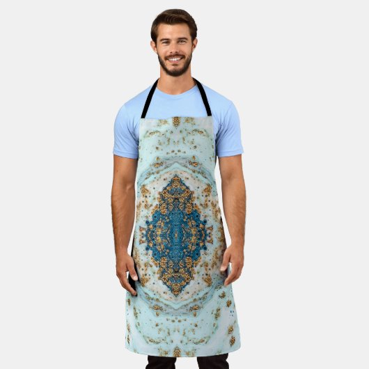 ティファニー金ゴールド:ラグジュアリーマーブルシームレス エプロン (着用した状態)