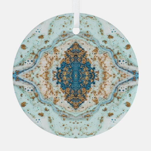 ティファニー金ゴールド:ラグジュアリーマーブルシームレス ガラスオーナメント (裏面)