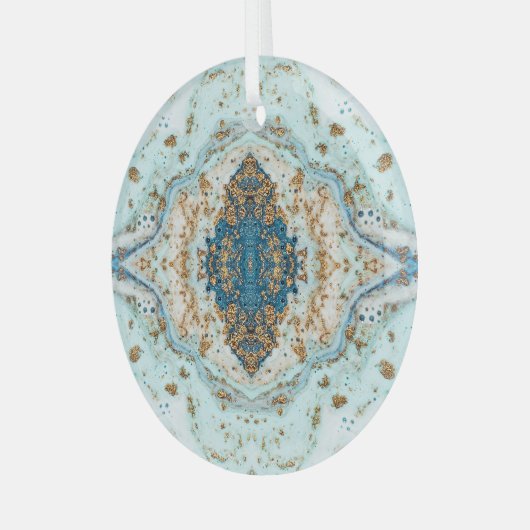 ティファニー金ゴールド：ラグジュアリーマーブルシームレス ガラスオーナメント (正面左)