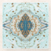 ティファニー金ゴールド:ラグジュアリーマーブルシームレス ガラスコースター (正面)