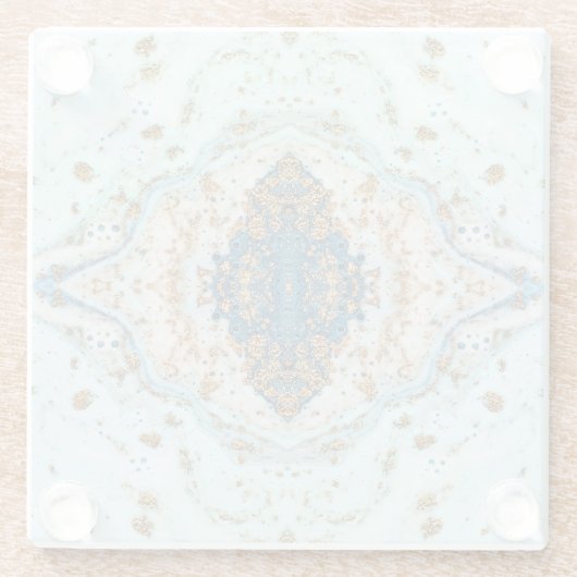 ティファニー金ゴールド:ラグジュアリーマーブルシームレス ガラスコースター (裏面)