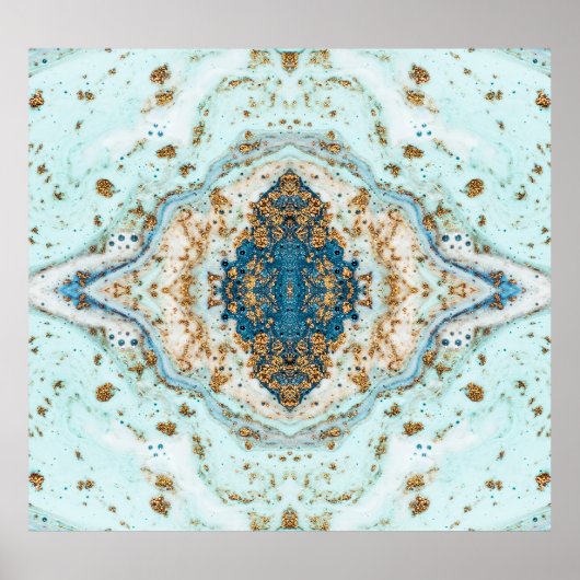 ティファニー金ゴールド：ラグジュアリーマーブルシームレス ポスター (正面)