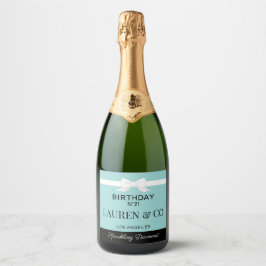 ティファニー風の誕生日飲料ボトルラベル スパークリングワインラベル