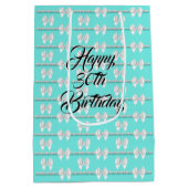 ティファニー風アクアブルーパールテーマ 30歳の誕生日 ミディアムペーパーバッグ (裏面)